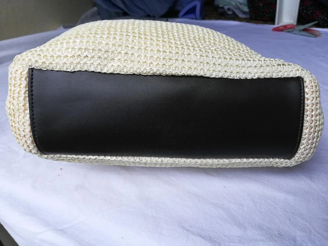 Pequeño bolso bandolera de 2 asas con doble compartimento tipo trenzado, amarillo, paja, nuevo – photo 8